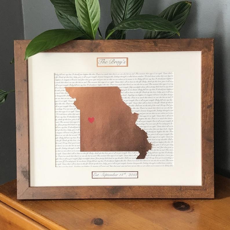 State wall art for anniversary