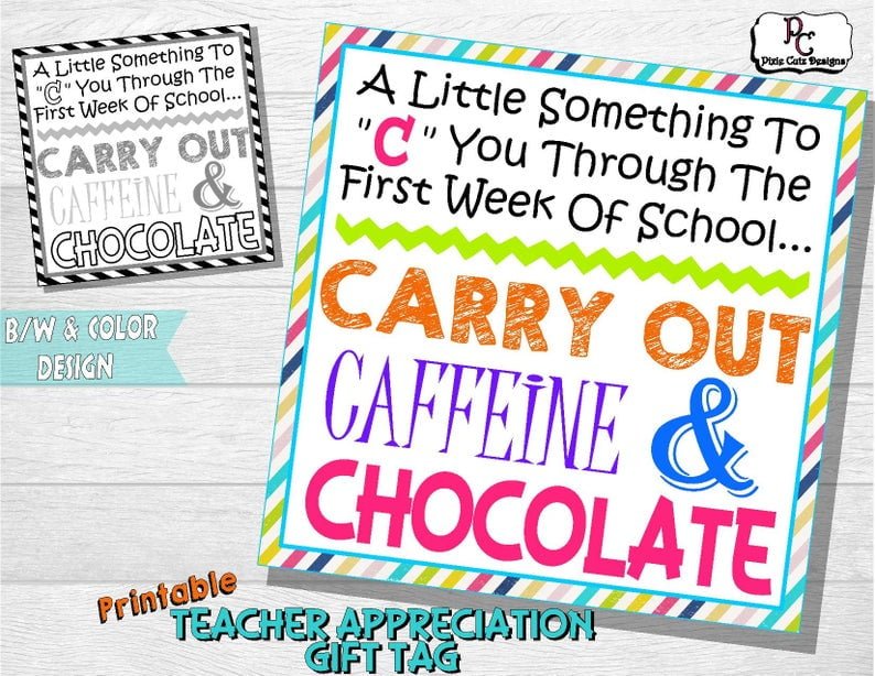 First Week Of School Teacher Appreciation Printable Gift Tag