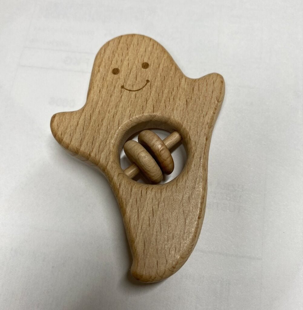 Halloween Wooden Ghost Teether Rattle