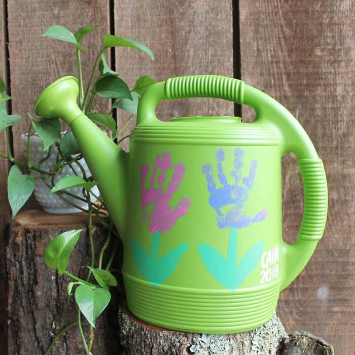 handprint flowers watering can