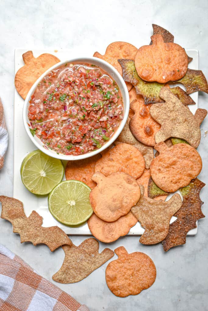 Baked Halloween Tortilla Chips