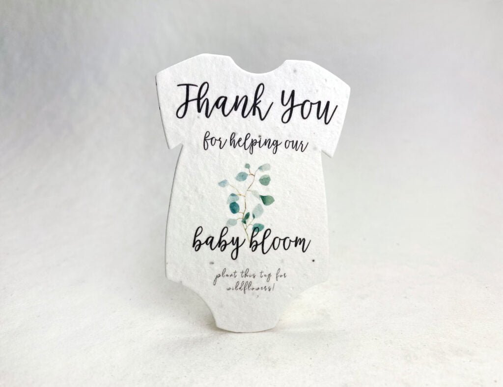 Bodysuit Shape Green Thank You Baby Blooms Seed Paper