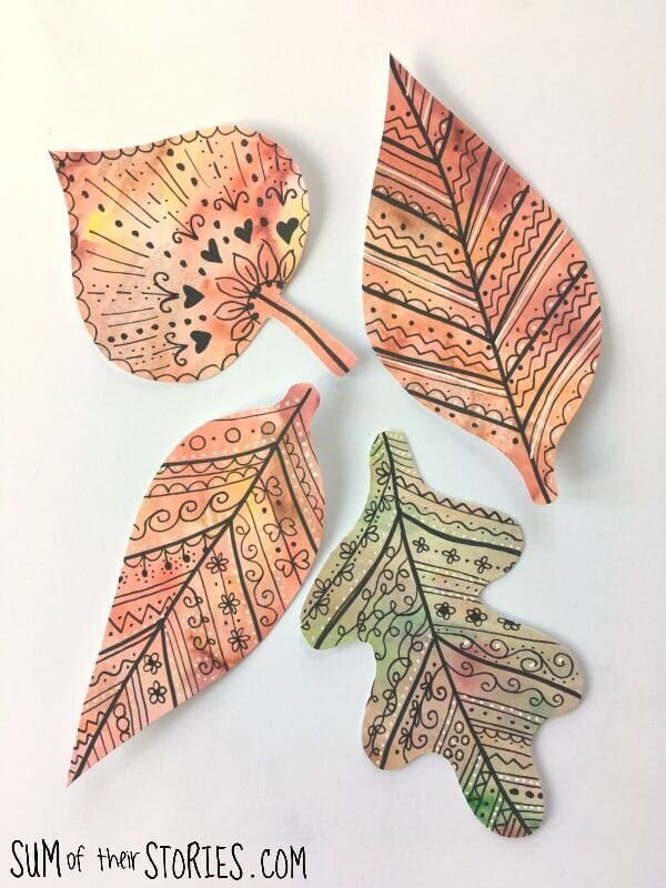 Doodled Paper Autumn Leaves