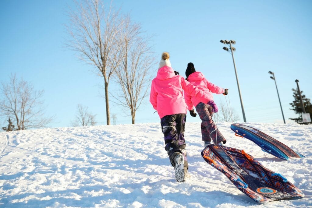 winter activity toboggan