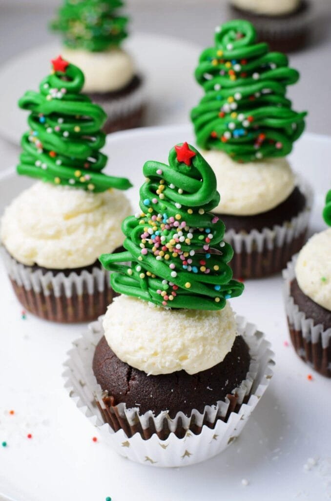 Chocolate Christmas Tree Cupcakes