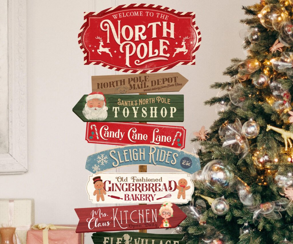 North Pole Directional Sign