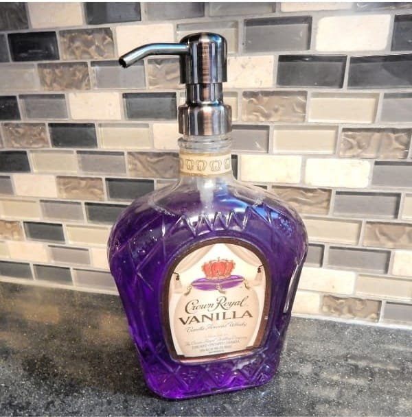 Soap Dispenser With Repurposed Liquor Bottle