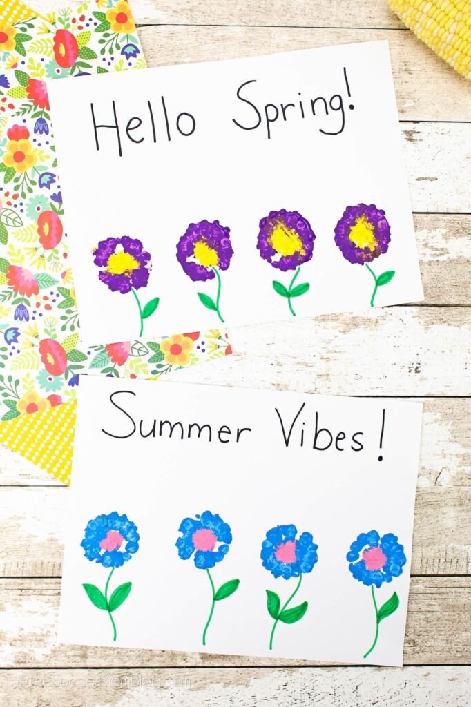 Corncob Flower Stamping Craft