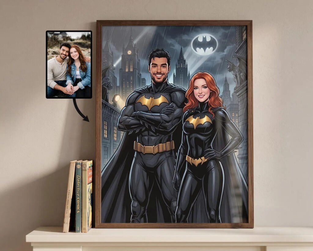 Custom Superhero Couples Comic Book Portrait