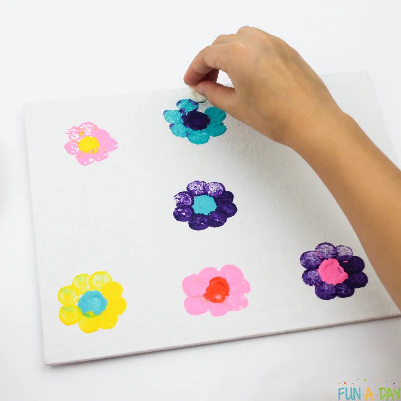 Spring Flower Painting with Marshmallows