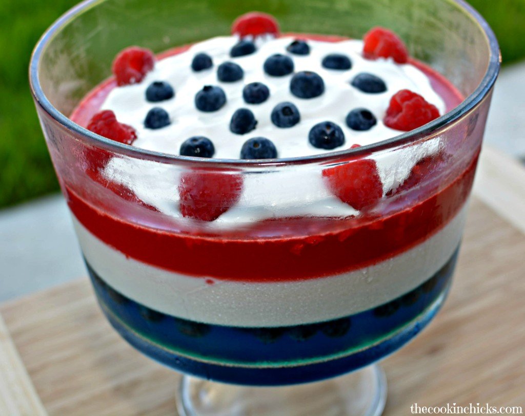 Red, White, and Blue Jell-O Trifle