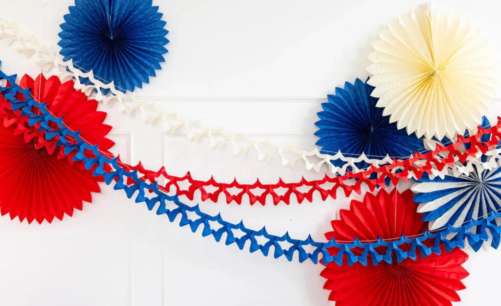 Red, White, and Blue Star Tissue Garland Set