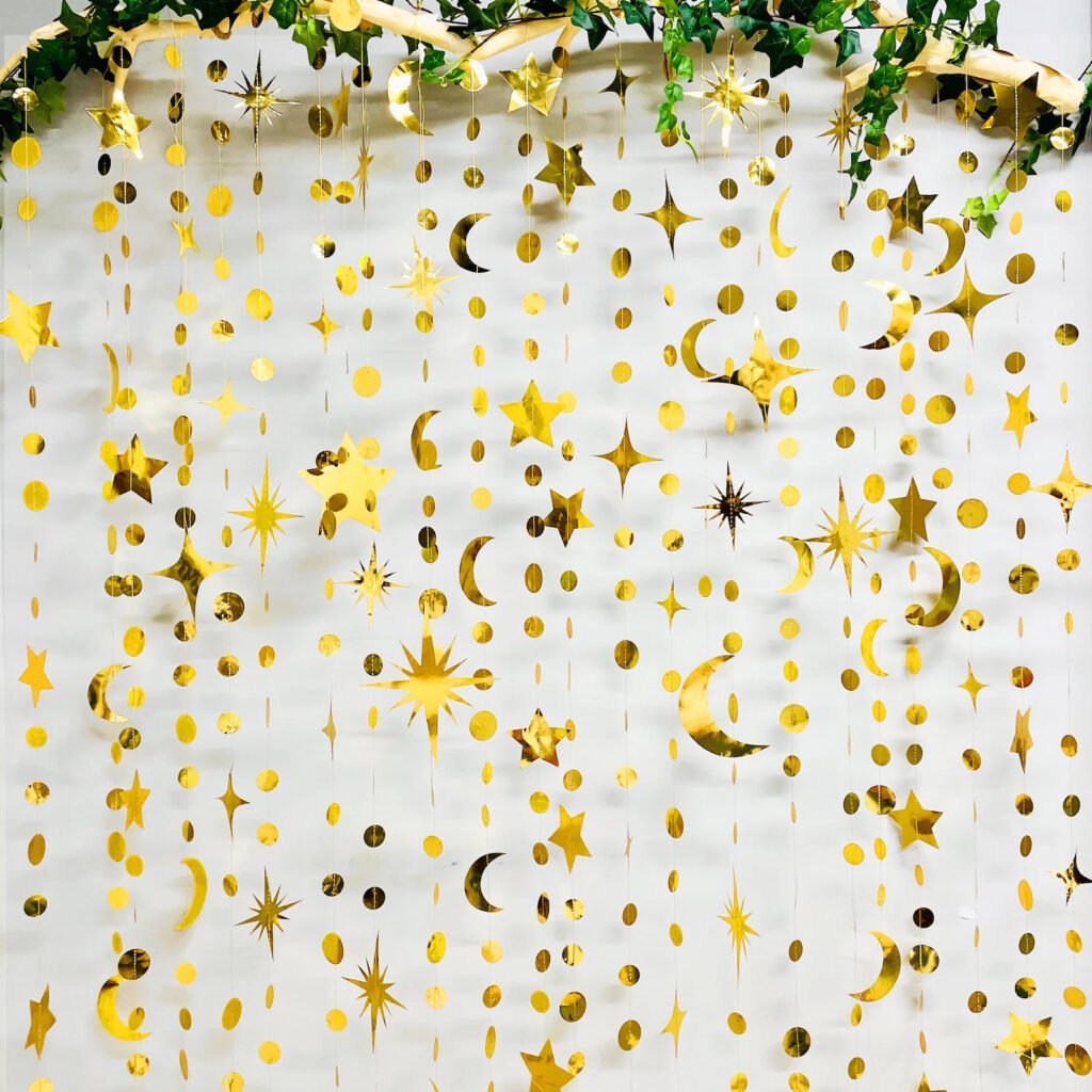 Gold Star Moon Circle Dot Garland