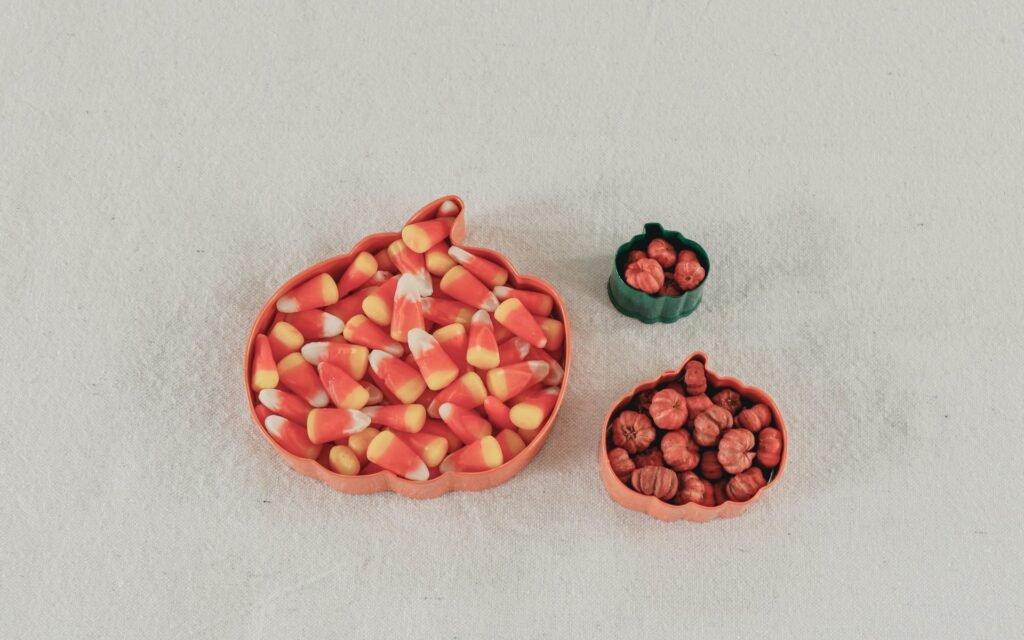 Pumpkins and candy corn