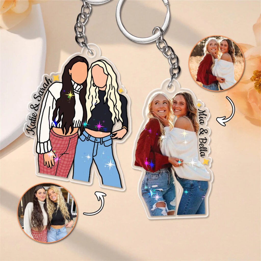 Custom Besties Hologram Keychain