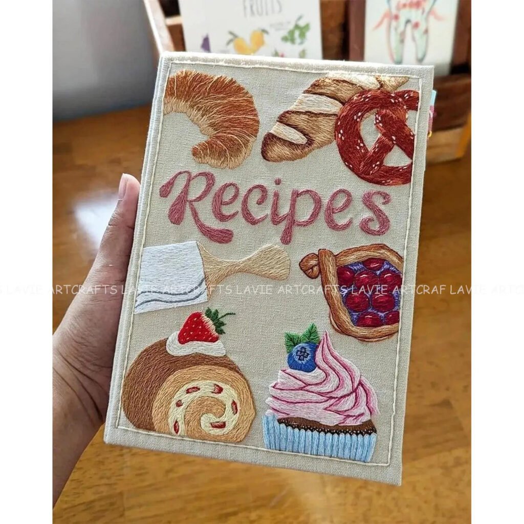 Handmade Recipes Embroidered Notebook