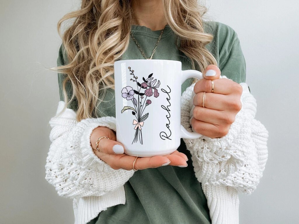 Personalized Coquette Birth Flower Mug