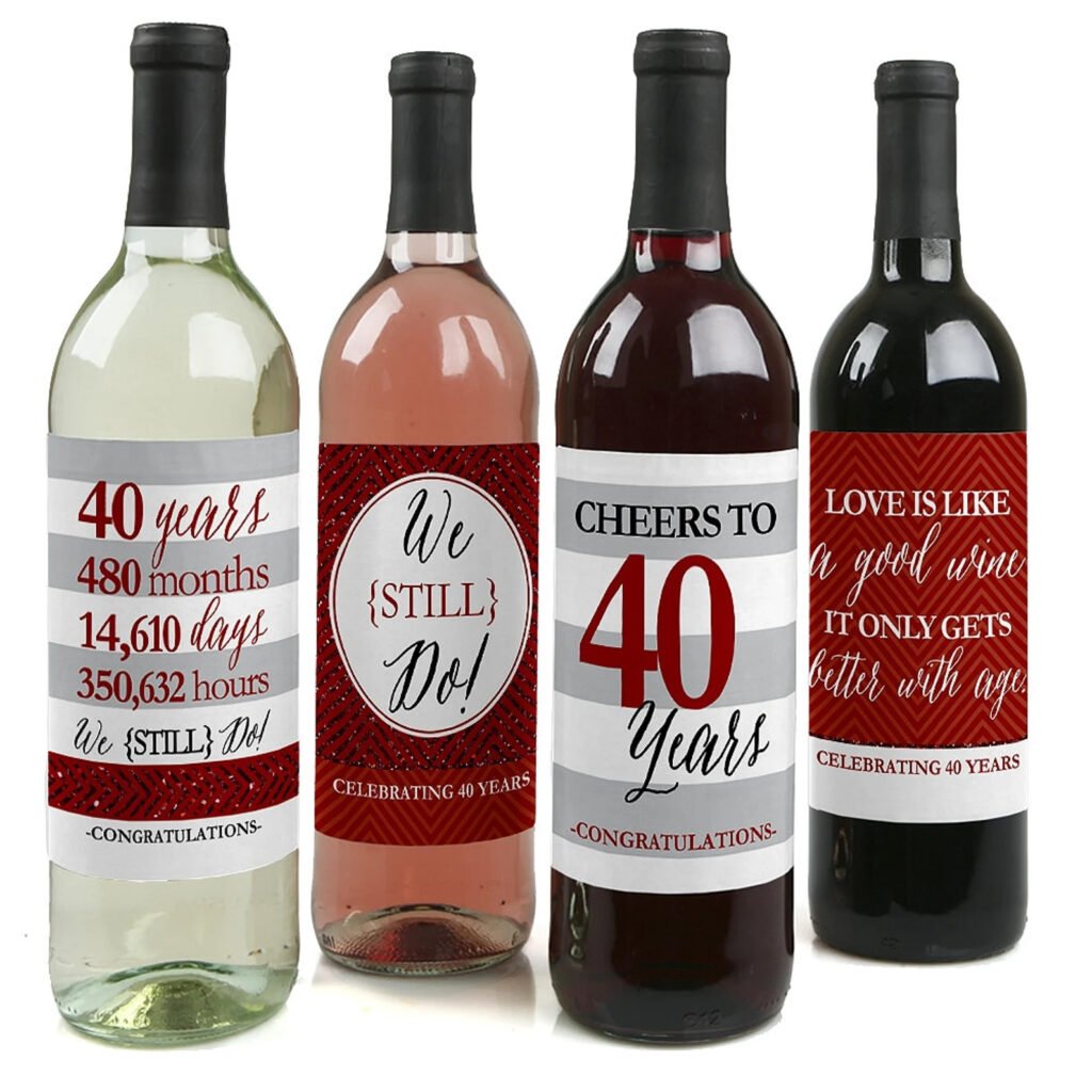 40th Anniversary Wine Bottle Labels