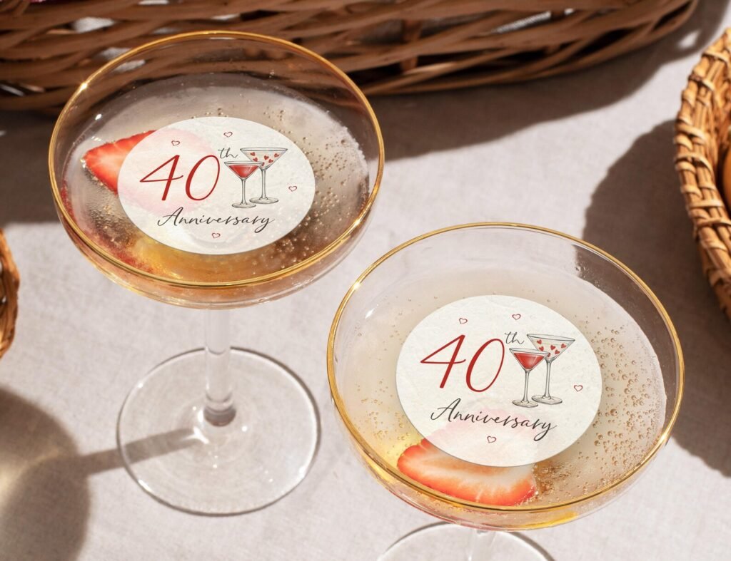 Custom Edible 40th Anniversary Cocktail Toppers