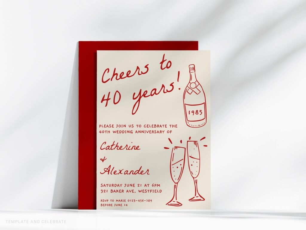 Editable 40th Anniversary Invitation