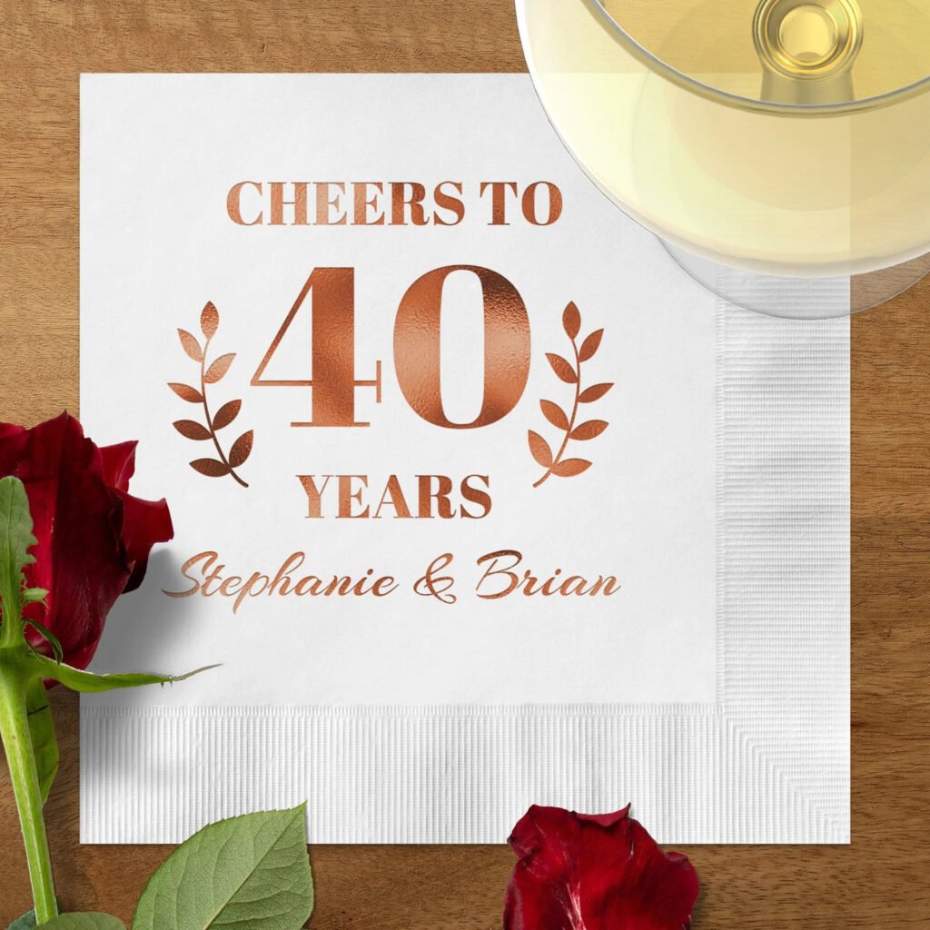 Personalized Cheers to 40 Years Foil Cocktail Napkins