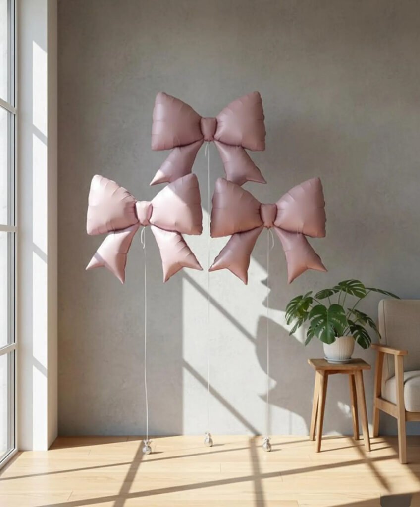 Dusty Pink Bow Balloons