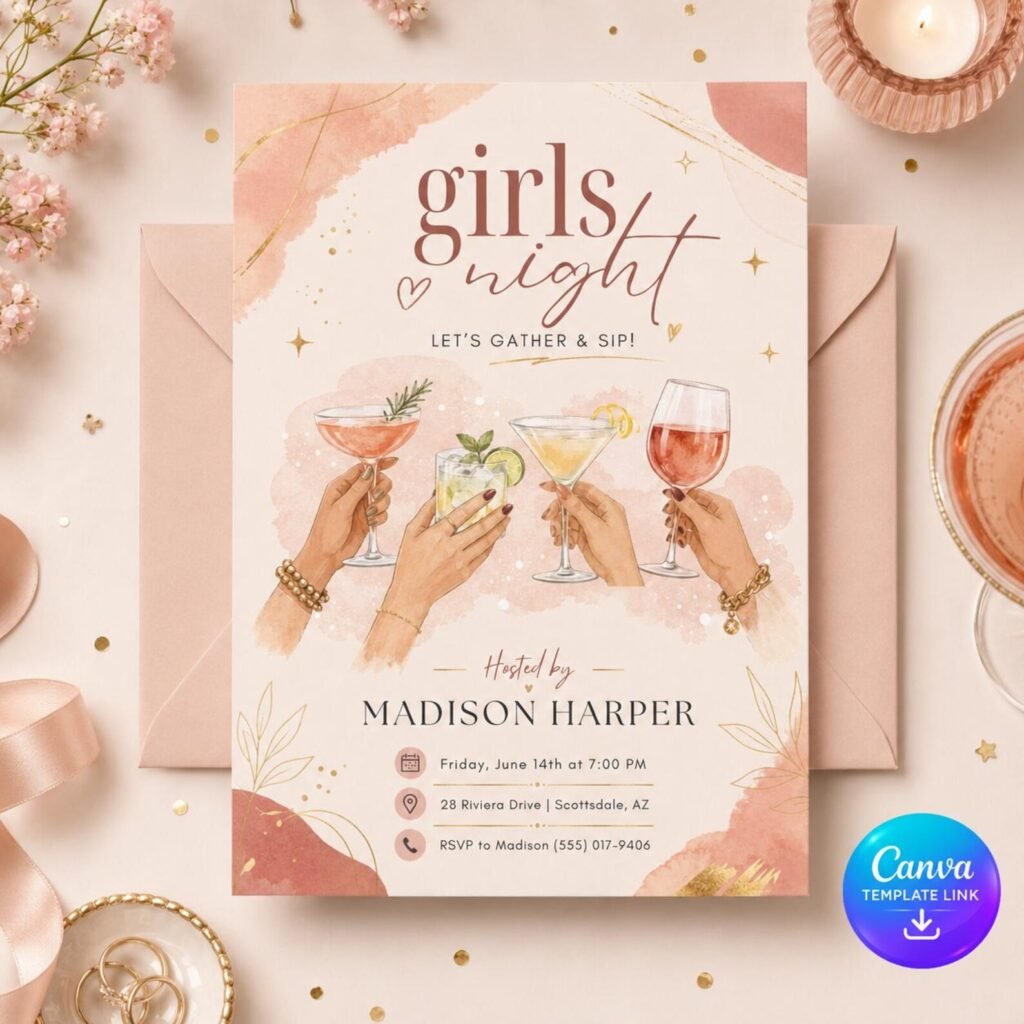 Girl's Night In Invitation