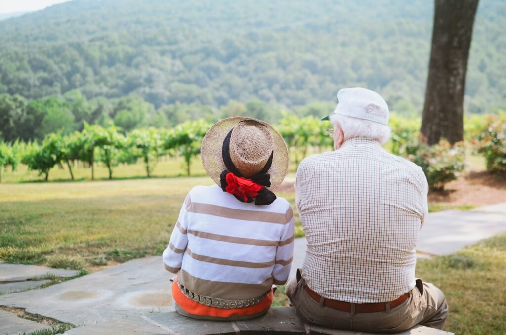 Older couple at a vineyard